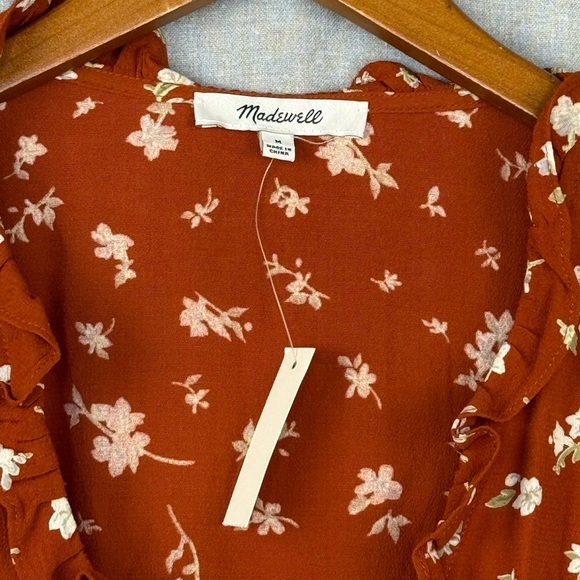 Madewell Floral Ruffle Trim Wrap Dress - Picture 6 of 9